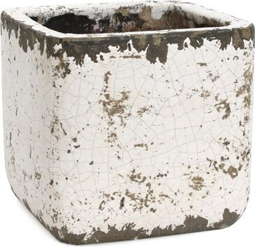 Osłonka ceramiczna spękana kwadratowa biała