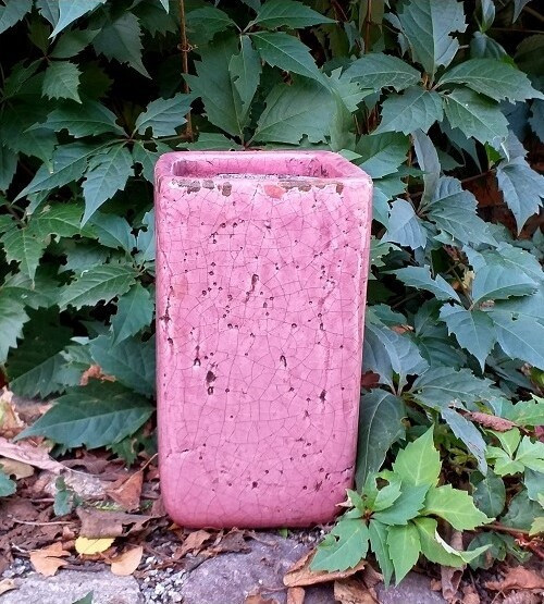 Osłonka ceramiczna spękana wysoka różowa