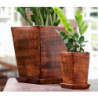 Doniczka kwadratowa drewno z podstawkiem