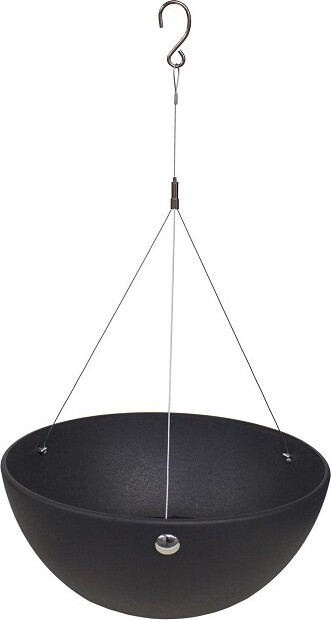 Czarna okrągła donica recyklingowa wisząca/stojąca