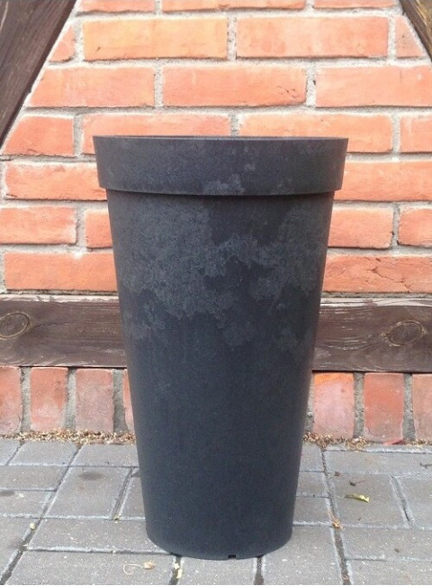 Donica recyklingowa czarny wysoki stożek