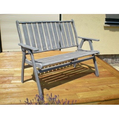 Szara ławeczka ogrodowa z drewna egoztycznego