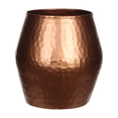 Metalowa doniczka w kolorze miedzi