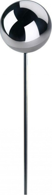 Srebrna metalowa kula ogrodowa wbijana