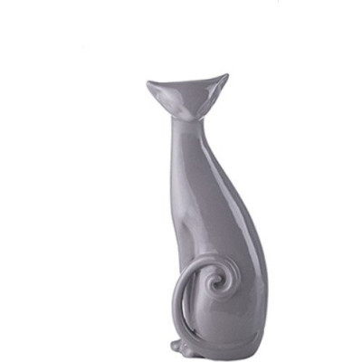 Kot siedzący z zakręconym ogonem 3 szary