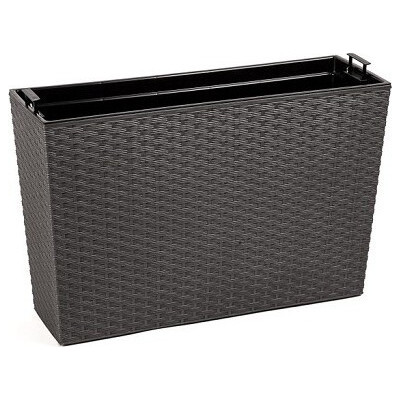 Wysoka skrzynka rattan antracyt z wkładem