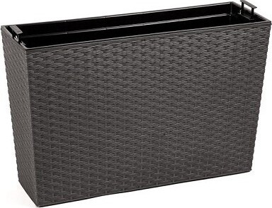 Wysoka skrzynka rattan antracyt z wkładem