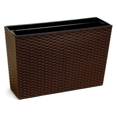 Wysoka skrzynka rattan brązowa z wkładem