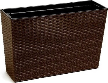 Wysoka skrzynka rattan brązowa z wkładem