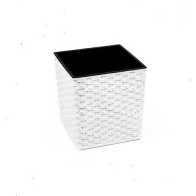Sześcian rattan biały z wkładem