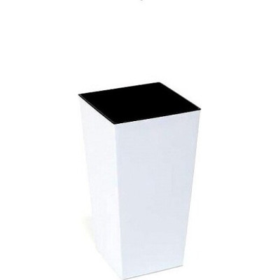 Donica wysoka kwadratowa z połyskiem biała z wkładem