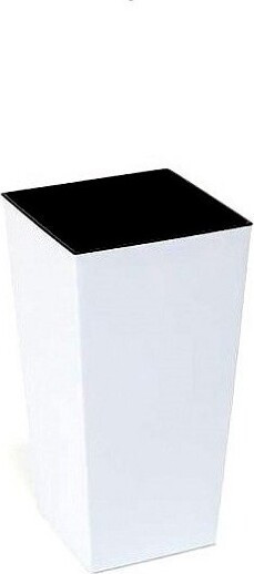 Donica wysoka kwadratowa z połyskiem biała z wkładem