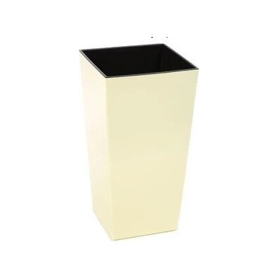 Donica wysoka kwadratowa z połyskiem kremowa z wkładem