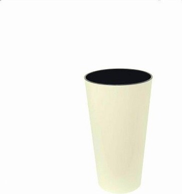 Donica wysoka okrągła z połyskiem kremowa z wkładem