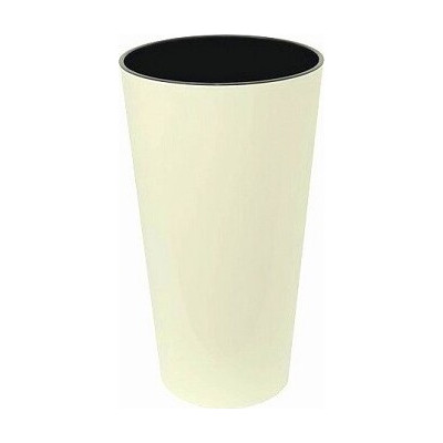 Donica wysoka okrągła z połyskiem kremowa z wkładem