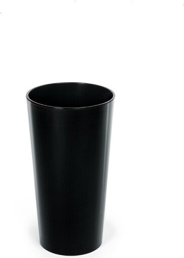 Donica wysoka okrągła z połyskiem czarna z wkładem