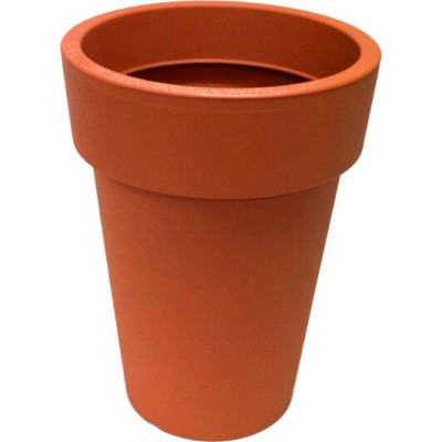 Doniczka z tworzywa wysoka okrągła z rantem LS terakota