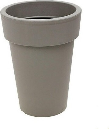 Doniczka z tworzywa wysoka okrągła z rantem LS szara