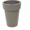 Doniczka z tworzywa wysoka okrągła z rantem LS szara