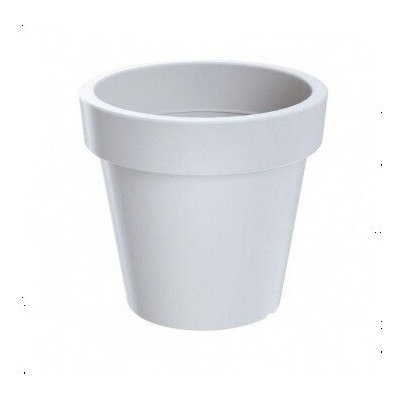 Doniczka z tworzywa okrągła z rantem biała