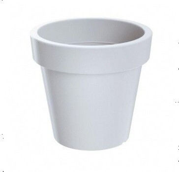 Doniczka z tworzywa okrągła z rantem biała