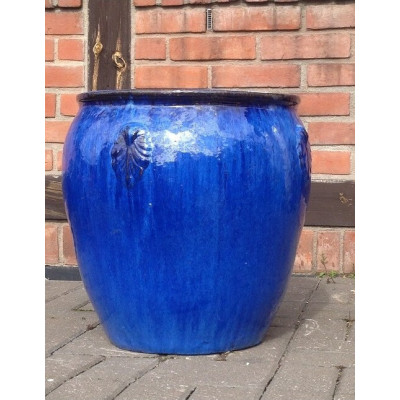 Donica szkliwiona dzban z ornamentem niebieski