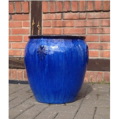 Donica szkliwiona dzban z ornamentem niebieski