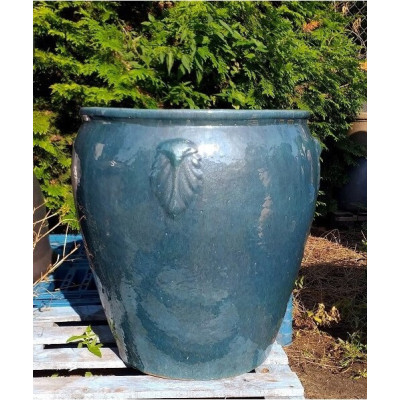 Donica szkliwiona dzban z ornamentem turkusowy