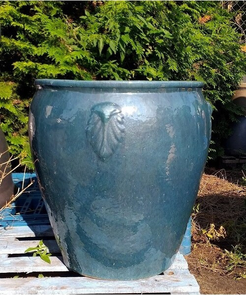 Donica szkliwiona dzban z ornamentem turkusowy