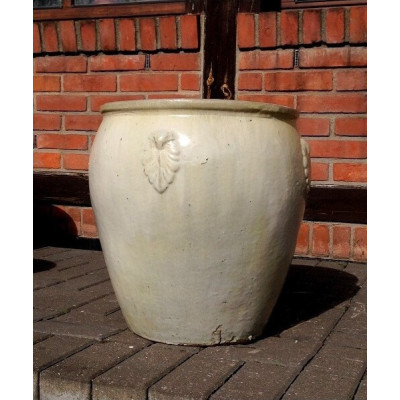 Donica szkliwiona dzban z ornamentem kremowy