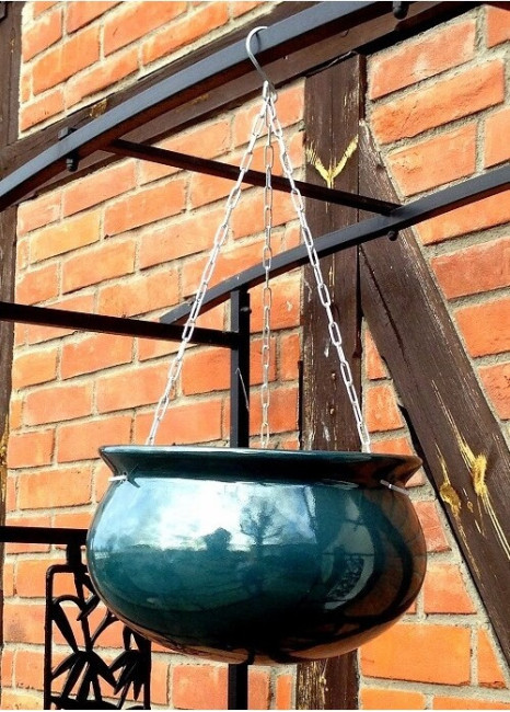 Osłonka ceramiczna wisząca seledynowa