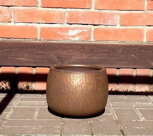 Donica szkliwiona kula metaliczny brąz