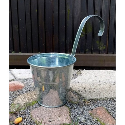 Doniczka wisząca metalowa ocynk z połyskiem