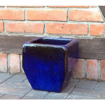 Donica szkliwiona trapez niebieski