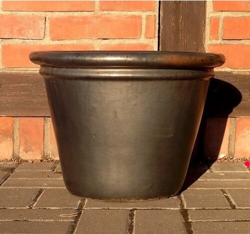 Donica szkliwiona okrągła z rantem grafitowa