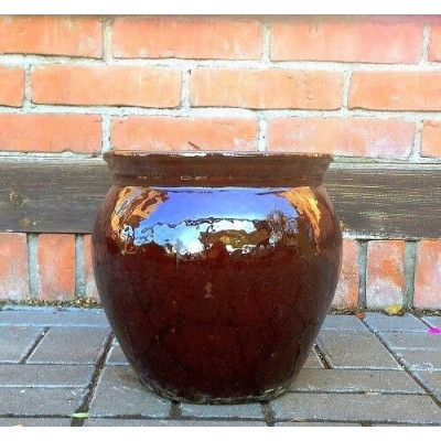 Donica szkliwiona pękata w kolorze mahoniowym