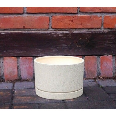 Doniczka Faktura walec kremowo-beżowy