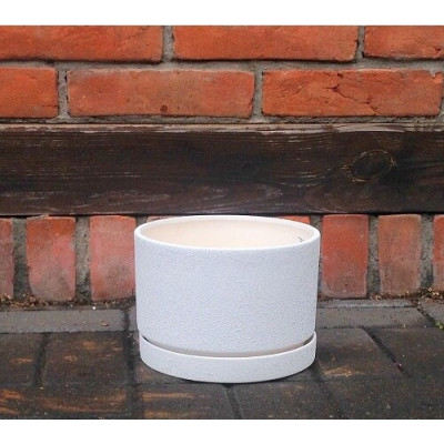 Doniczka Faktura walec biały