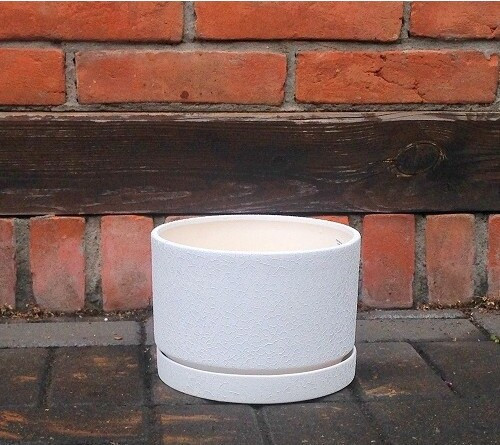 Doniczka Faktura walec biały