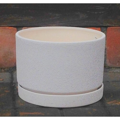 Doniczka Faktura walec biały