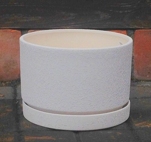 Doniczka Faktura walec biały