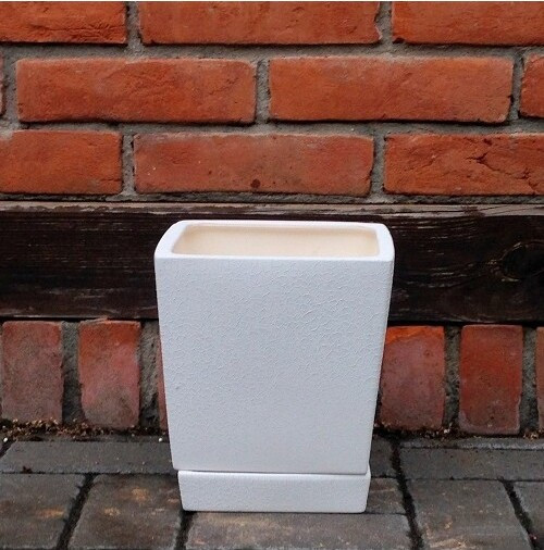 Doniczka Faktura kwadrat biały