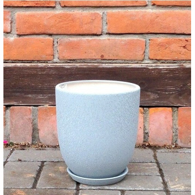 Doniczka Faktura okrągła wysoka szara