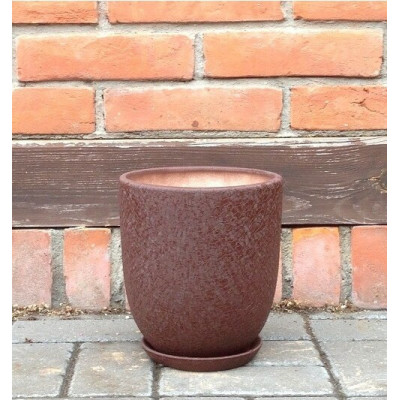 Doniczka Faktura okrągła wysoka ciemnobrązowa