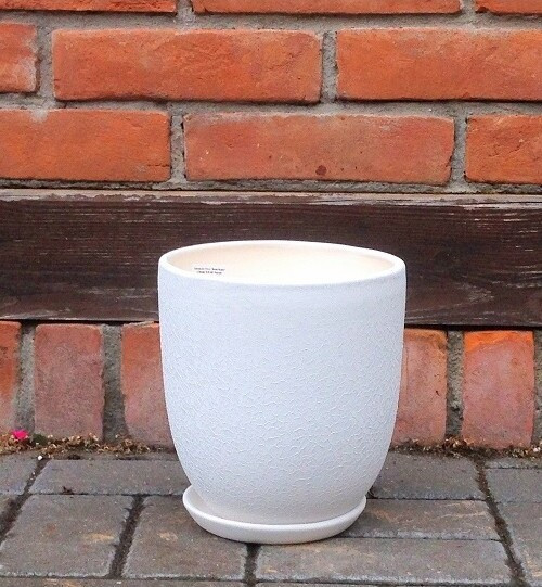 Doniczka Faktura okrągła wysoka biała