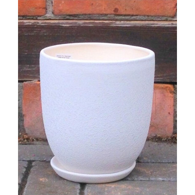 Doniczka Faktura okrągła wysoka biała