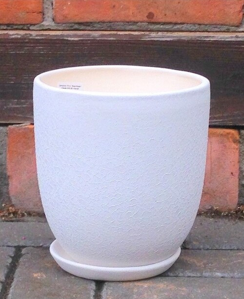 Doniczka Faktura okrągła wysoka biała