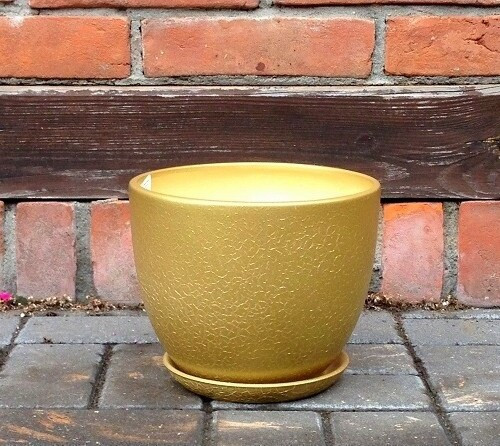 Doniczka Faktura okrągła złota