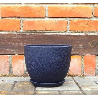 Doniczka Faktura okrągła czarna