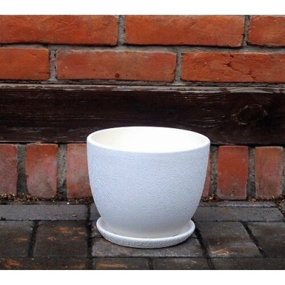 Doniczka Faktura okrągła biała